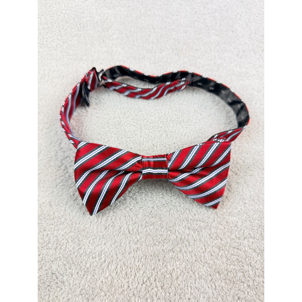 Red White Stripe Pre-Tied Bow Tie Men's Adjustable Neck Size‎ 14-18